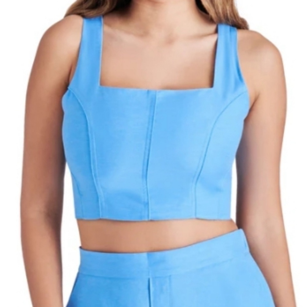 Steve Madden Blue Fitted Bustier Tank Top